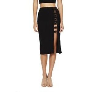 Bec & Bridge black midi skirt with buckles size 4
